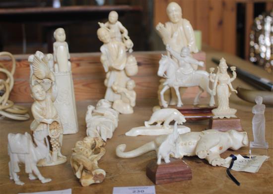 Collection of Japanese and other ivory figures & Lalique figure